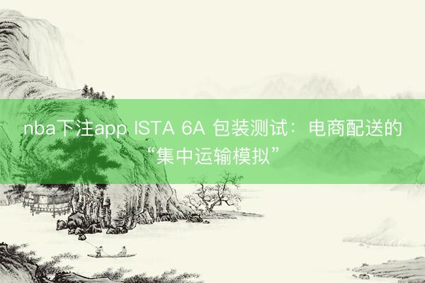 nba下注app ISTA 6A 包装测试:电商配送的“集中运输模拟”