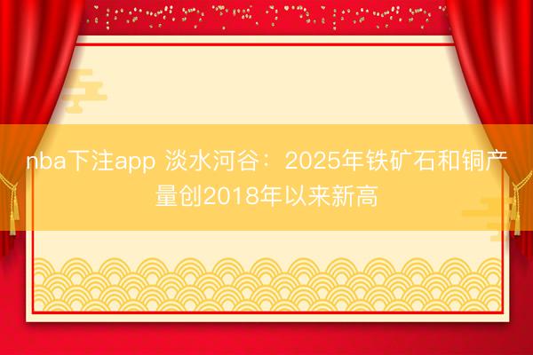 nba下注app 淡水河谷：2025年铁矿石和铜产量创2018年以来新高