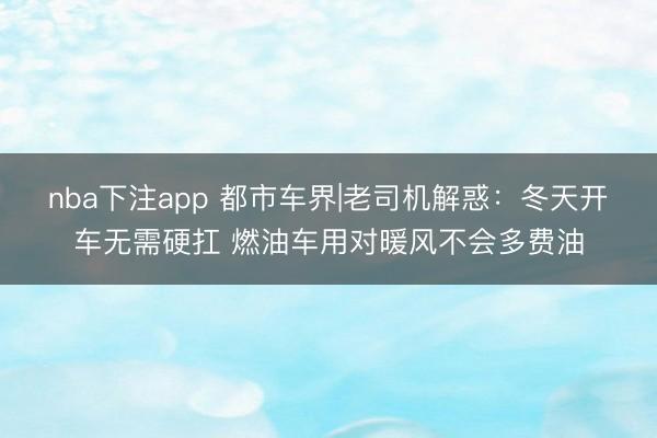 nba下注app 都市车界|老司机解惑:冬天开车无需硬扛 燃油车用对暖风不会多费油