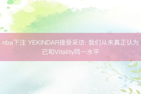 nba下注 YEKINDAR接受采访: 我们从未真正认为已和Vitality同一水平