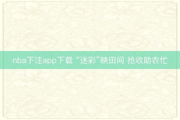 nba下注app下载 “迷彩”映田间 抢收助农忙