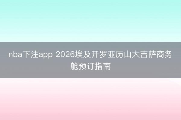 nba下注app 2026埃及开罗亚历山大吉萨商务舱预订指南