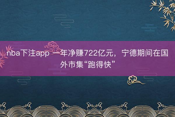 nba下注app 一年净赚722亿元，宁德期间在国外市集“跑得快”