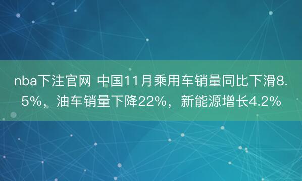 nba下注官网 中国11月乘用车销量同比下滑8.5%，油车销量下降22%，新能源增长4.2%