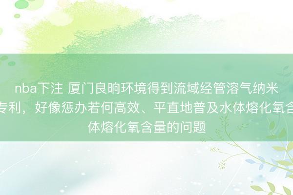 nba下注 厦门良晌环境得到流域经管溶气纳米增氧装配专利，好像惩办若何高效、平直地普及水体熔化氧含量的问题