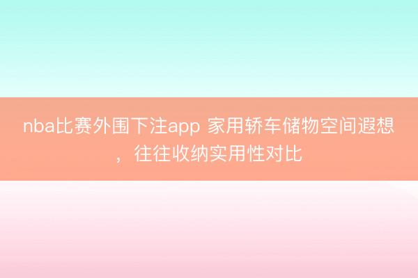 nba比赛外围下注app 家用轿车储物空间遐想，往往收纳实用性对比
