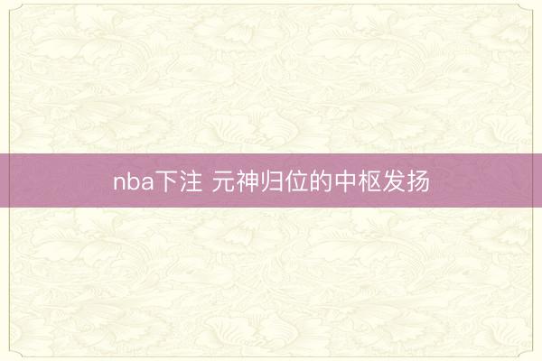 nba下注 元神归位的中枢发扬