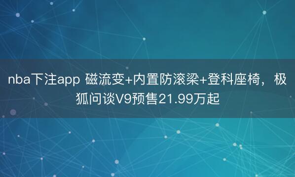 nba下注app 磁流变+内置防滚梁+登科座椅，极狐问谈V9预售21.99万起