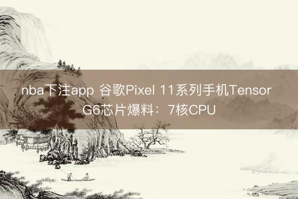 nba下注app 谷歌Pixel 11系列手机Tensor G6芯片爆料：7核CPU