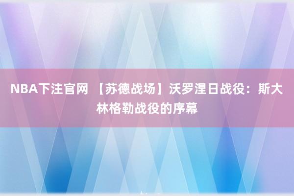 NBA下注官网 【苏德战场】沃罗涅日战役：斯大林格勒战役的序幕