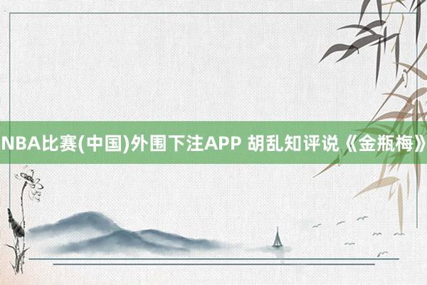 NBA比赛(中国)外围下注APP 胡乱知评说《金瓶梅》