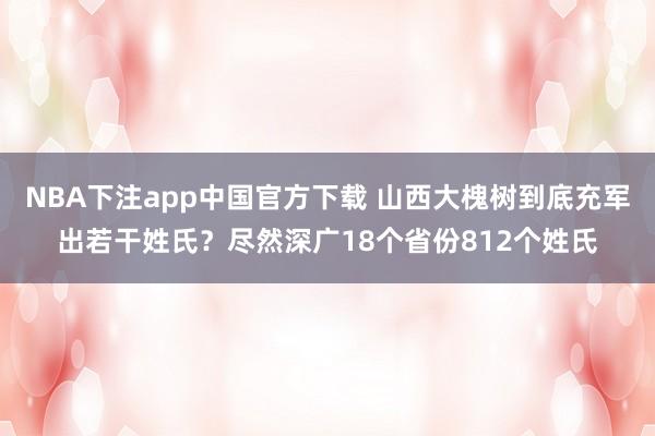 NBA下注app中国官方下载 山西大槐树到底充军出若干姓氏？尽然深广18个省份812个姓氏