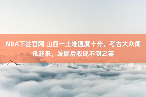 NBA下注官网 山西一土堆温度十分，考古大众闻讯赶来，发掘后收成不测之喜