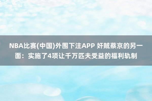 NBA比赛(中国)外围下注APP 奸贼蔡京的另一面:实施了4项让千万匹夫受益的福利轨制