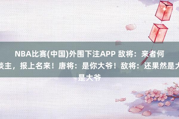 NBA比赛(中国)外围下注APP 敌将：来者何东谈主，报上名来！唐将：是你大爷！敌将：还果然是大爷