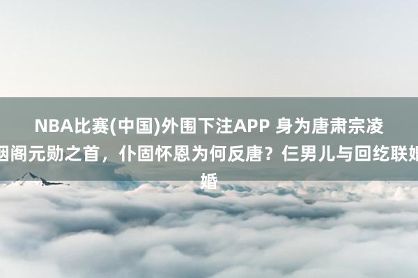NBA比赛(中国)外围下注APP 身为唐肃宗凌烟阁元勋之首，仆固怀恩为何反唐？仨男儿与回纥联婚