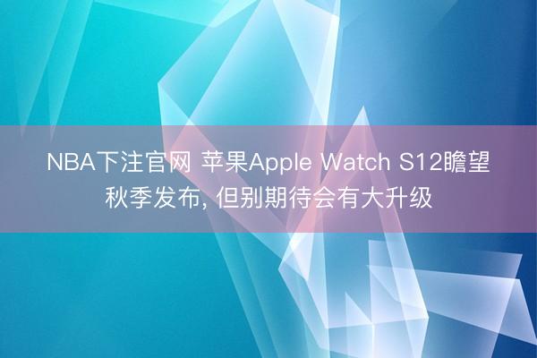 NBA下注官网 苹果Apple Watch S12瞻望秋季发布， 但别期待会有大升级