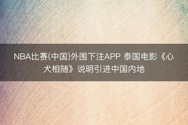 NBA比赛(中国)外围下注APP 泰国电影《心犬相随》说明引进中国内地