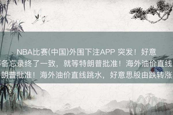 NBA比赛(中国)外围下注APP 突发！好意思伊有计划代表已就关怀备忘录终了一致，就等特朗普批准！海外油价直线跳水，好意思股由跌转涨