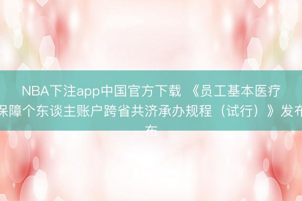 NBA下注app中国官方下载 《员工基本医疗保障个东谈主账户跨省共济承办规程（试行）》发布