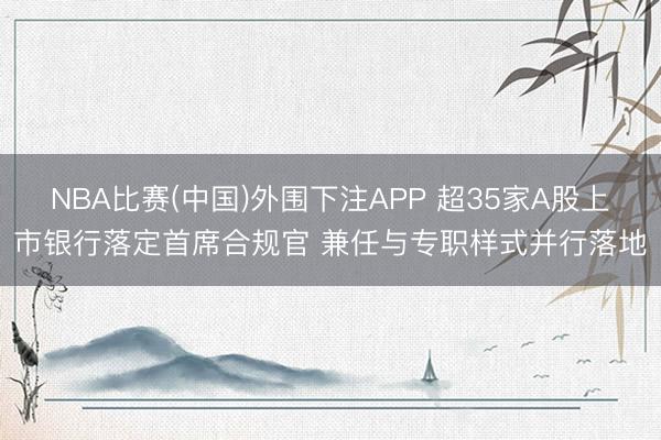 NBA比赛(中国)外围下注APP 超35家A股上市银行落定首席合规官 兼任与专职样式并行落地