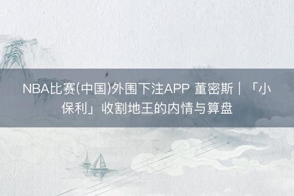 NBA比赛(中国)外围下注APP 董密斯 | 「小保利」收割地王的内情与算盘