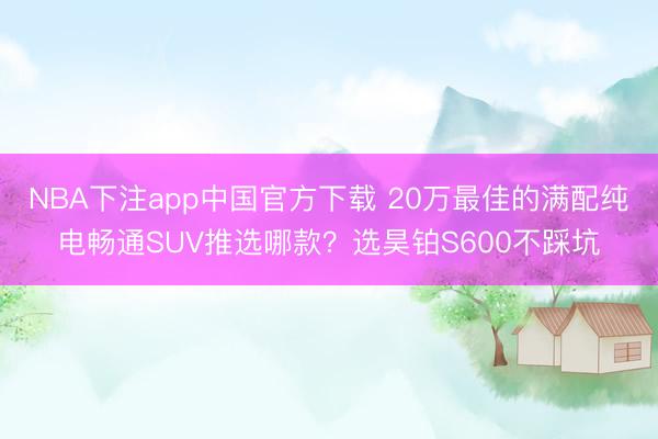 NBA下注app中国官方下载 20万最佳的满配纯电畅通SUV推选哪款？选昊铂S600不踩坑