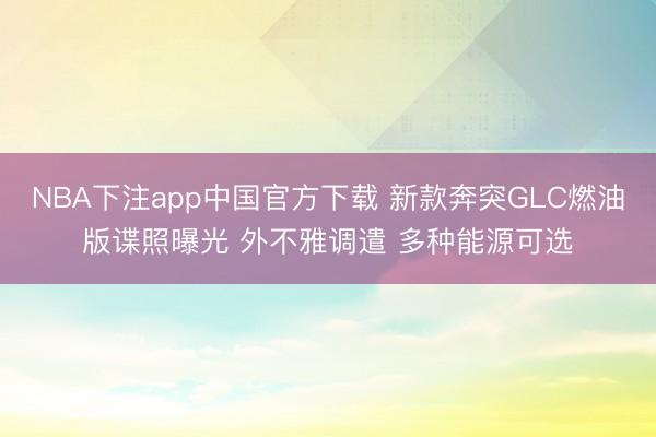 NBA下注app中国官方下载 新款奔突GLC燃油版谍照曝光 外不雅调遣 多种能源可选