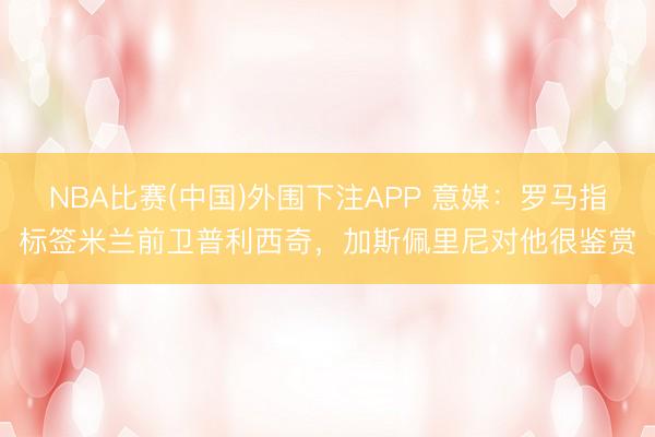 NBA比赛(中国)外围下注APP 意媒：罗马指标签米兰前卫普利西奇，加斯佩里尼对他很鉴赏