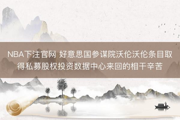 NBA下注官网 好意思国参谋院沃伦沃伦条目取得私募股权投资数据中心来回的相干辛苦